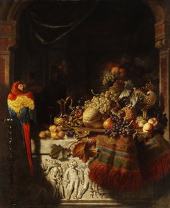 Natura morta con frutta e pappagallo